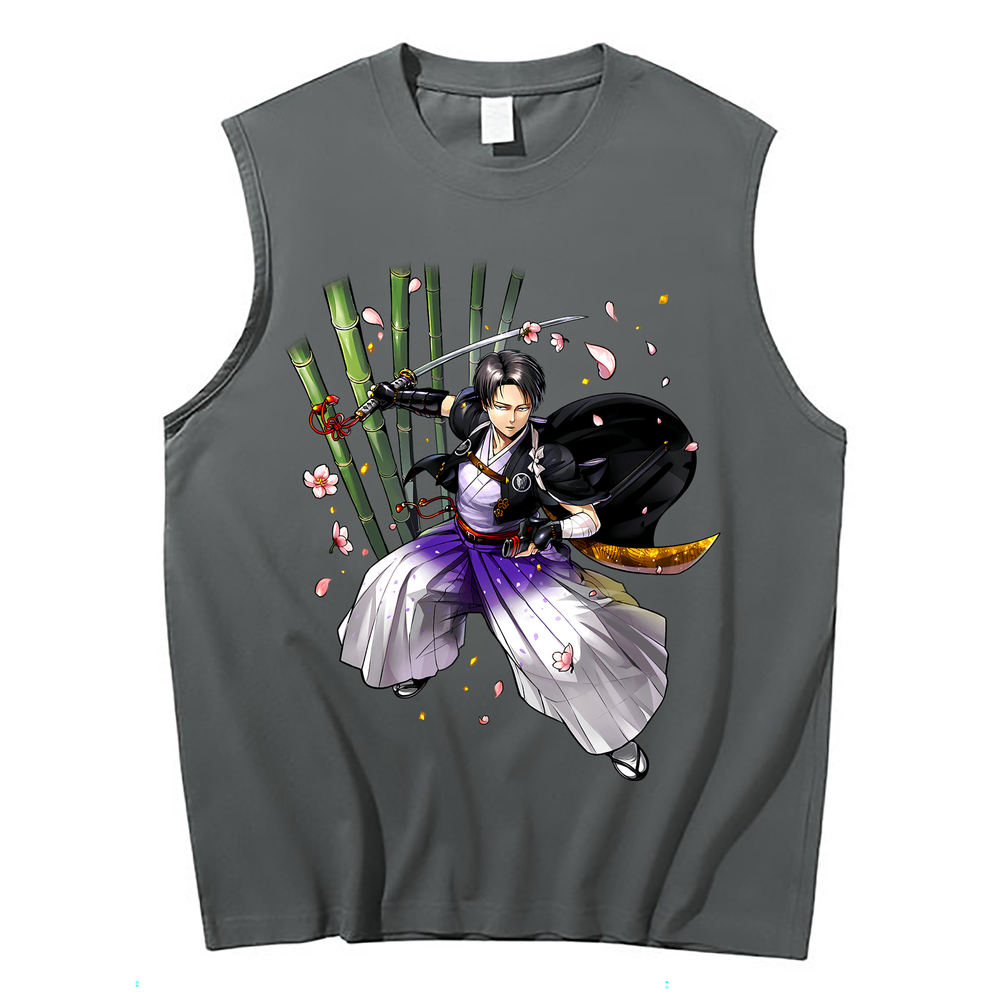 （画像用） 進撃の巨人 リヴァイ·アッカーマン Attack on Titan Levi Ackerman コットン100％タンクトップ（フロントプリント）